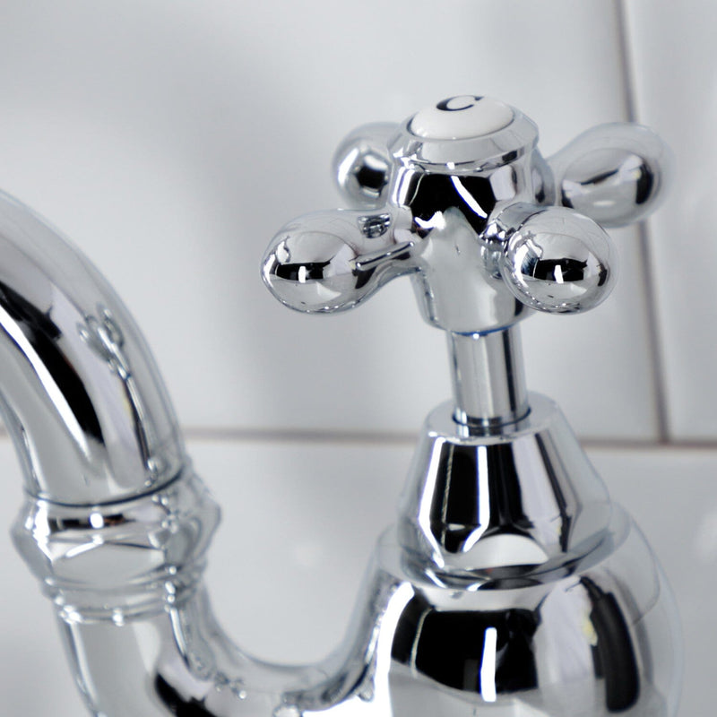 English Country Two-Handle 3-Hole Deck Mount Bridge Bathroom Faucet with Brass Pop-Up