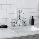 English Country Two-Handle 3-Hole Deck Mount Bridge Bathroom Faucet with Brass Pop-Up