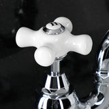 English Country Two-Handle 3-Hole Deck Mount Bridge Bathroom Faucet with Brass Pop-Up