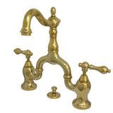 English Country Two-Handle 3-Hole Deck Mount Bridge Bathroom Faucet with Brass Pop-Up