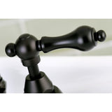 English Country Two-Handle 3-Hole Deck Mount Bridge Bathroom Faucet with Brass Pop-Up