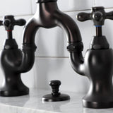 English Country Two-Handle 3-Hole Deck Mount Bridge Bathroom Faucet with Brass Pop-Up