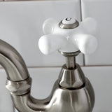 English Country Two-Handle 3-Hole Deck Mount Bridge Bathroom Faucet with Brass Pop-Up