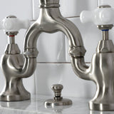 English Country Two-Handle 3-Hole Deck Mount Bridge Bathroom Faucet with Brass Pop-Up