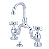 English Country Two-Handle 3-Hole Deck Mount Bridge Bathroom Faucet with Brass Pop-Up