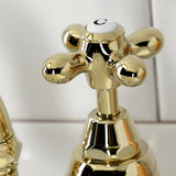 English Country Two-Handle 3-Hole Deck Mount Bridge Bathroom Faucet with Brass Pop-Up