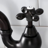 English Country Two-Handle 3-Hole Deck Mount Bridge Bathroom Faucet with Brass Pop-Up