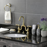 Heirloom Two-Handle 3-Hole Deck Mount Bridge Bathroom Faucet with Brass Pop-Up