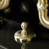 Heirloom Two-Handle 3-Hole Deck Mount Bridge Bathroom Faucet with Brass Pop-Up
