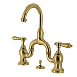 Heirloom Two-Handle 3-Hole Deck Mount Bridge Bathroom Faucet with Brass Pop-Up