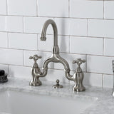 English Country Two-Handle 3-Hole Deck Mount Bridge Bathroom Faucet with Brass Pop-Up