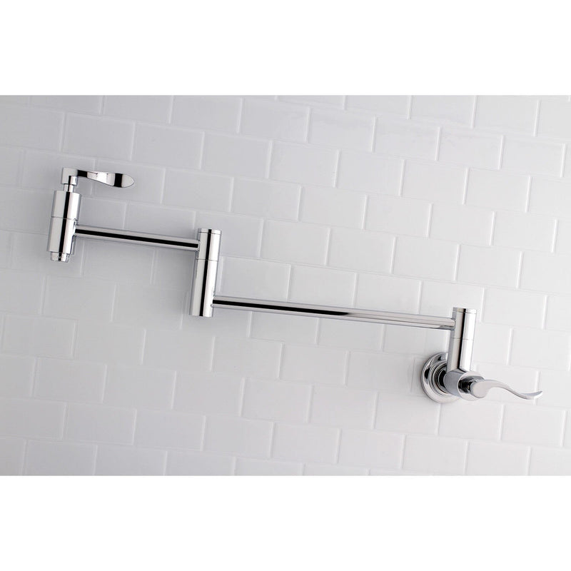 NuWave Two-Handle 1-Hole Wall Mount Pot Filler Faucet