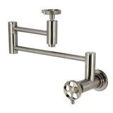 Wendell Two-Handle 1-Hole Wall Mount Pot Filler with Knurled Handle