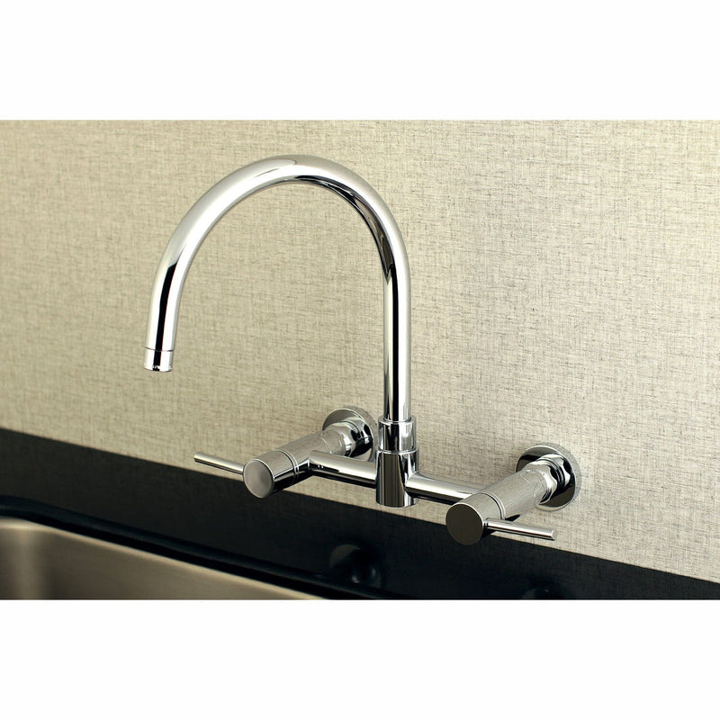 Concord Double-Handle 2-Hole Wall-Mount Bridge Kitchen Faucet