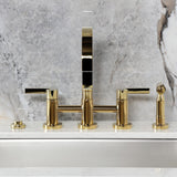 Continental Two-Handle 4-Hole Deck Mount Bridge Kitchen Faucet with Brass Side Sprayer
