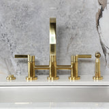 Continental Two-Handle 4-Hole Deck Mount Bridge Kitchen Faucet with Brass Side Sprayer