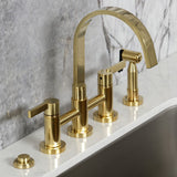 Continental Two-Handle 4-Hole Deck Mount Bridge Kitchen Faucet with Brass Side Sprayer