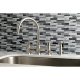 Kaiser Two-Handle 4-Hole Deck Mount Bridge Kitchen Faucet with Brass Side Sprayer