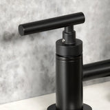 Manhattan Two-Handle 4-Hole Deck Mount Bridge Kitchen Faucet with Brass Sprayer
