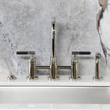 Kaiser Two-Handle 4-Hole Deck Mount Bridge Kitchen Faucet with Brass Side Sprayer