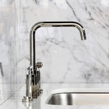 Manhattan Two-Handle 4-Hole Deck Mount Bridge Kitchen Faucet with Brass Sprayer