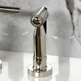 Manhattan Two-Handle 4-Hole Deck Mount Bridge Kitchen Faucet with Brass Sprayer