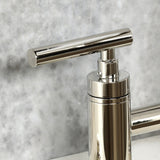 Manhattan Two-Handle 4-Hole Deck Mount Bridge Kitchen Faucet with Brass Sprayer