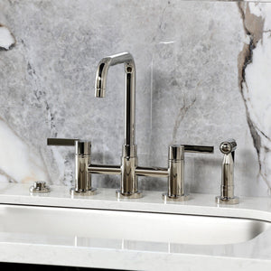 Continental Two-Handle 4-Hole Deck Mount Bridge Kitchen Faucet with Brass Side Sprayer