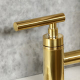 Manhattan Two-Handle 4-Hole Deck Mount Bridge Kitchen Faucet with Brass Sprayer