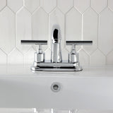 Manhattan Double-Handle 3-Hole Deck Mount 4-Inch Centerset Bathroom Faucet with Brass Pop-Up