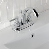 Elinvar Double-Handle 3-Hole Deck Mount 4-Inch Centerset Bathroom Faucet with Brass Pop-Up