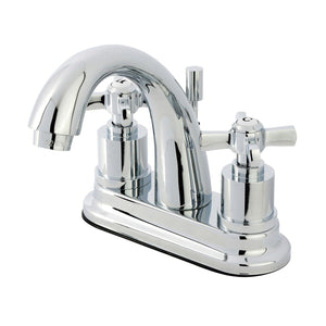 Millennium Double-Handle 3-Hole Deck Mount 4-Inch Centerset Bathroom Faucet with Brass Pop-Up