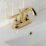 Manhattan Double-Handle 3-Hole Deck Mount 4-Inch Centerset Bathroom Faucet with Brass Pop-Up