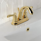 Double-Handle 3-Hole Deck Mount 4-Inch Centerset Bathroom Faucet with Brass Pop-Up