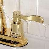 Double-Handle 3-Hole Deck Mount 4-Inch Centerset Bathroom Faucet with Brass Pop-Up