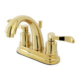 Double-Handle 3-Hole Deck Mount 4-Inch Centerset Bathroom Faucet with Brass Pop-Up