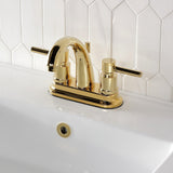 Concord Double-Handle 3-Hole Deck Mount 4-Inch Centerset Bathroom Faucet with Brass Pop-Up