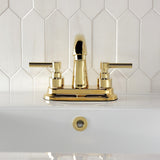 Elinvar Double-Handle 3-Hole Deck Mount 4-Inch Centerset Bathroom Faucet with Brass Pop-Up