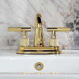 Convergent Knurled Double-Handle 3-Hole Deck Mount 4-Inch Centerset Bathroom Faucet with Brass Pop-Up