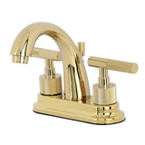 Convergent Knurled Double-Handle 3-Hole Deck Mount 4-Inch Centerset Bathroom Faucet with Brass Pop-Up