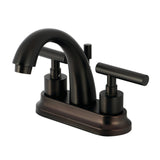 Manhattan Two-Handle 3-Hole Deck Mount 4" Centerset Bathroom Faucet with Brass Pop-Up