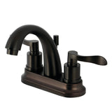 Double-Handle 3-Hole Deck Mount 4-Inch Centerset Bathroom Faucet with Brass Pop-Up