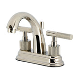 Convergent Knurled Double-Handle 3-Hole Deck Mount 4-Inch Centerset Bathroom Faucet with Brass Pop-Up