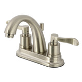 Double-Handle 3-Hole Deck Mount 4-Inch Centerset Bathroom Faucet with Brass Pop-Up