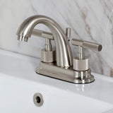 Convergent Knurled Double-Handle 3-Hole Deck Mount 4-Inch Centerset Bathroom Faucet with Brass Pop-Up