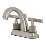 Convergent Knurled Double-Handle 3-Hole Deck Mount 4-Inch Centerset Bathroom Faucet with Brass Pop-Up