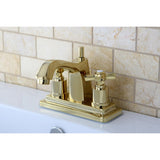 Millennium Double-Handle 3-Hole Deck Mount 4-Inch Centerset Bathroom Faucet with Brass Pop-Up