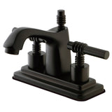 Milano Double-Handle 3-Hole Deck Mount 4-Inch Centerset Bathroom Faucet with Brass Pop-Up