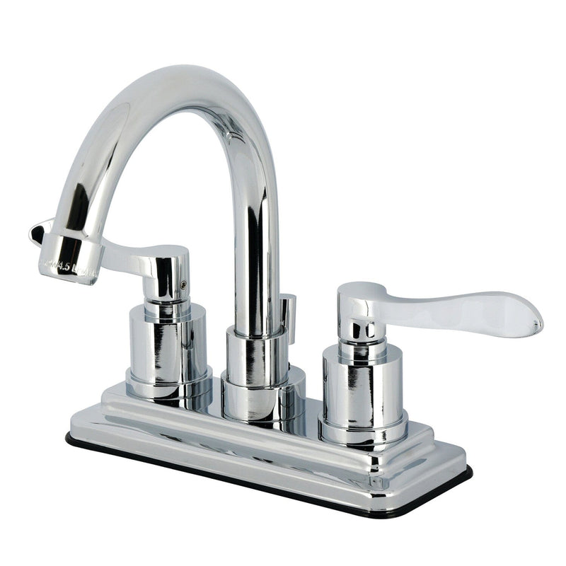 NuWave Double-Handle 3-Hole Deck Mount 4-Inch Centerset Bathroom Faucet with Brass Pop-Up