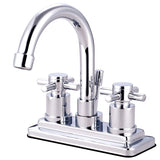 Concord Double-Handle 3-Hole Deck Mount 4-Inch Centerset Bathroom Faucet with Brass Pop-Up
